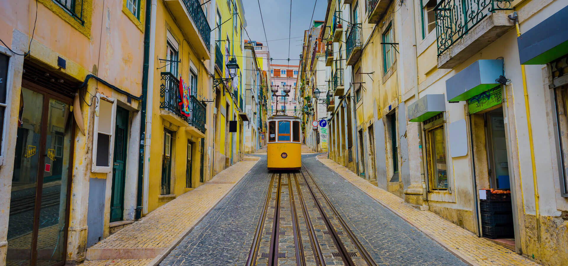 Tram in Lisbon, Portugal.